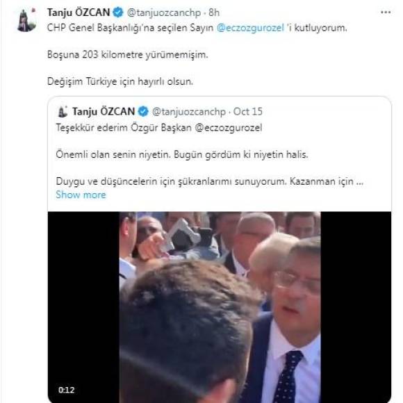 CHP'DEKİ DEĞİŞİMDE ÖZCAN'IN ROLÜ - TANJU ÖZCAN'IN PAYLAŞIMI