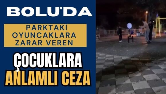 Bolu'da parktaki oyuncaklara zarar veren çocuklara anlamlı ceza