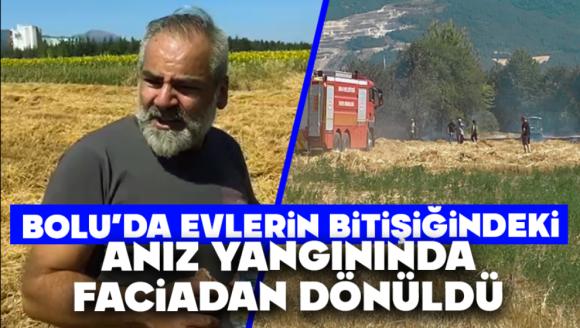 Bolu'da Evlerin Bitişiğindeki Anız Yangınında Faciadan Dönüldü