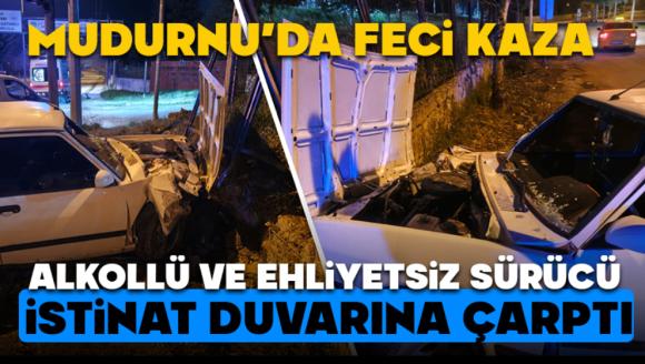 Alkollü Ve Ehliyetsiz Sürücü İstinat Duvarına Çarptı