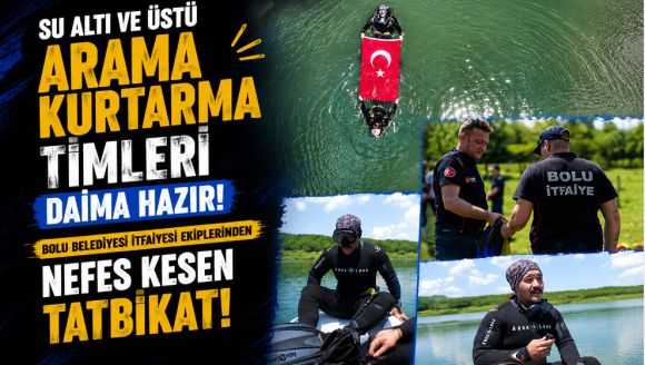 Bolu Belediyesi itfaiyesi ekiplerinden nefes kesen tatbikat